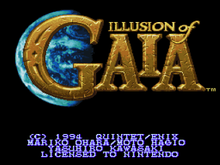 Illusion of Time title screen for Super Nintendo